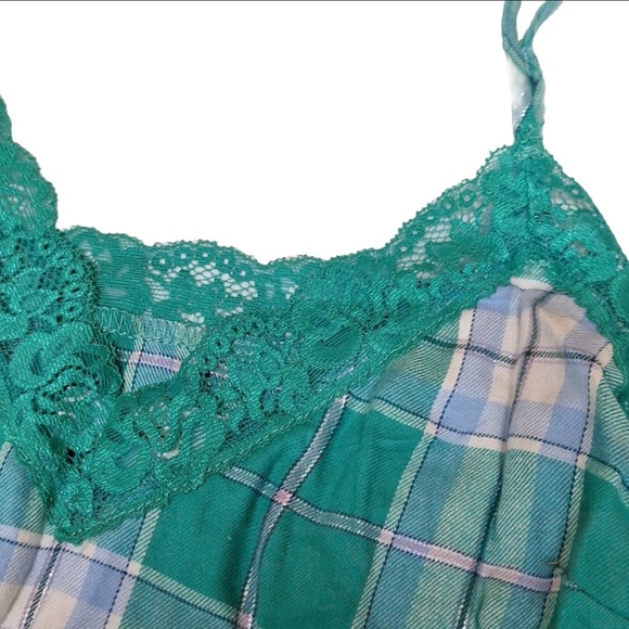 Colsie Womens Lightweight Green Plaid Tank & Shorts 2 piece Pajama Set NEW! - Picture 5 of 8